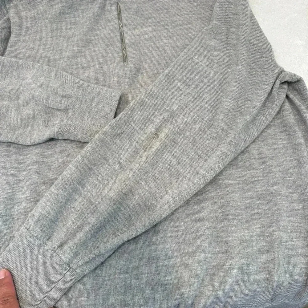 J. Crew mens L Large light gray 100% merino wool 1/4 zip pullover sweater